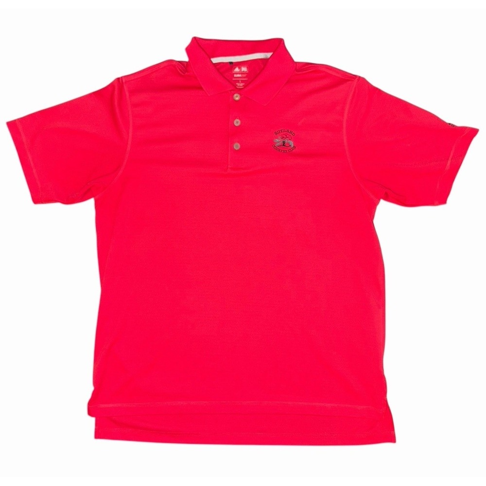 Adidas ClimaLite‎ Polo Shirt Mens Large Red Rutland Country Club Golf